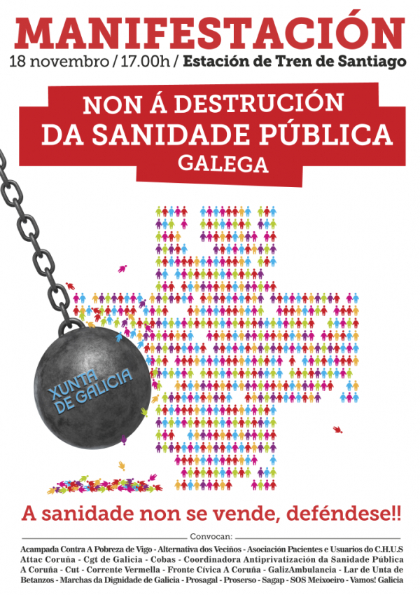 Próximo dia 18, manifestaçom em Compostela em favor da sanidade pública