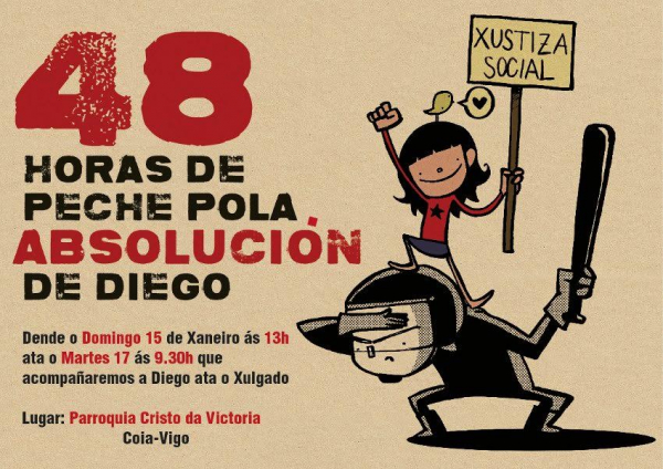 Ativistas de Coia vam-se encerrar em Vigo para defender a inocência de Diego Lores
