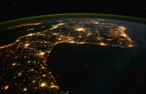 A Galiza de noite, vista da Estaçom Espacial Internacional