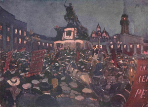 Manifestação popular durante a Revolução de Fevereiro