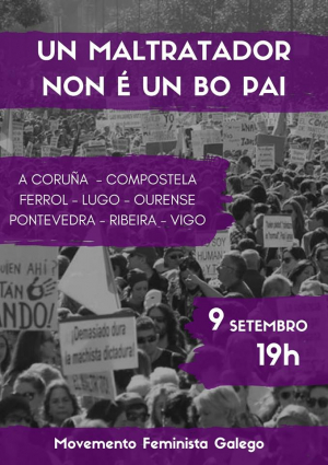 "Um maltratador nom é um bom pai", concentraçons em 9 localidades galegas este sábado
