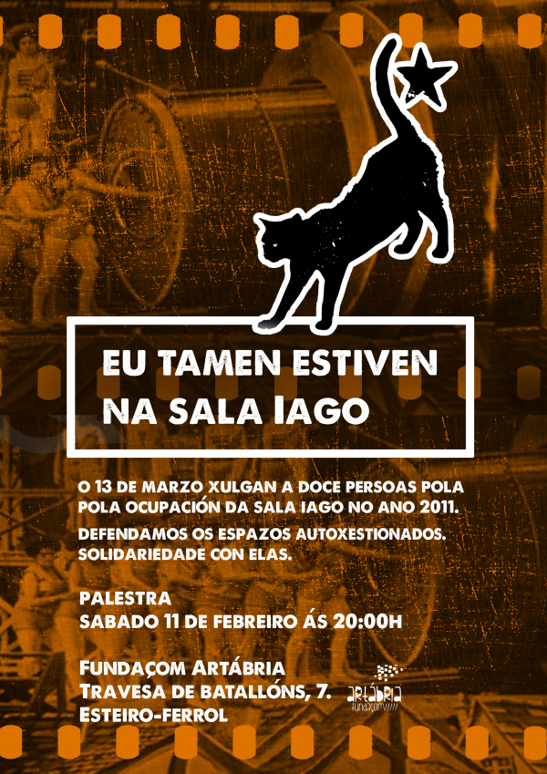 Palestra informativa sobre julgamento pola ocupaçom da Sala Iago em Compostela, hoje em Ferrol