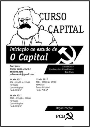 PCB realizará curso de formação sobre O Capital, em São Paulo
