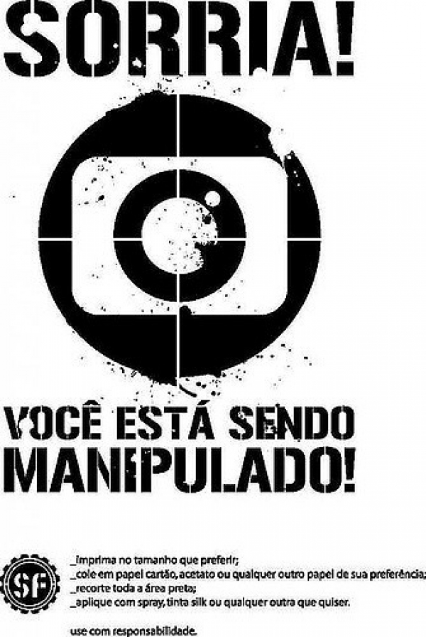 Cartaz crítico com a manipulação da Rede Globo