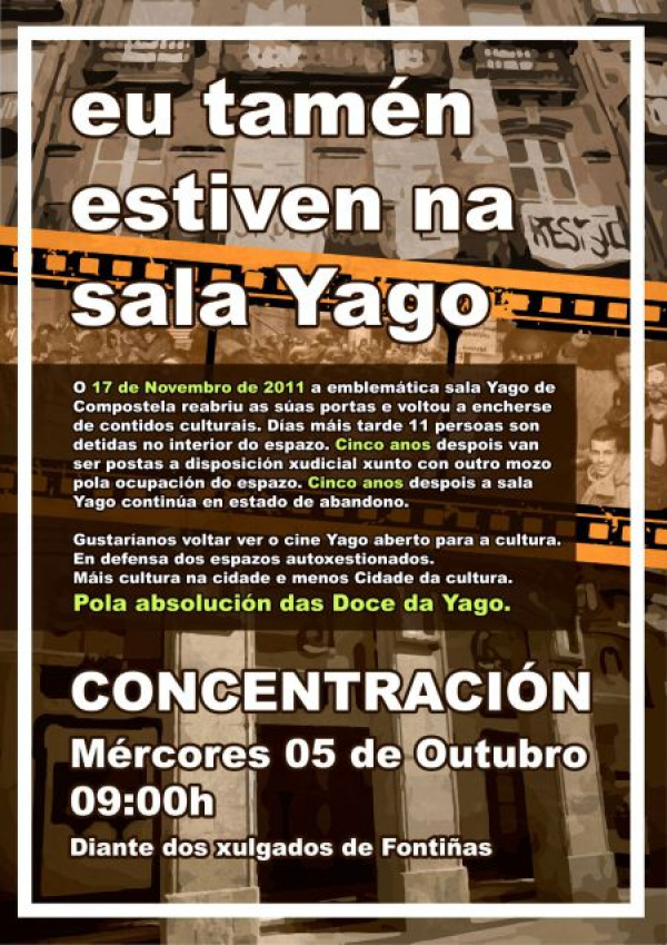5 de outubro: Concentraçom nos Julgados das Fontinhas em solidariedade com pessoas detidas na Sala Iago